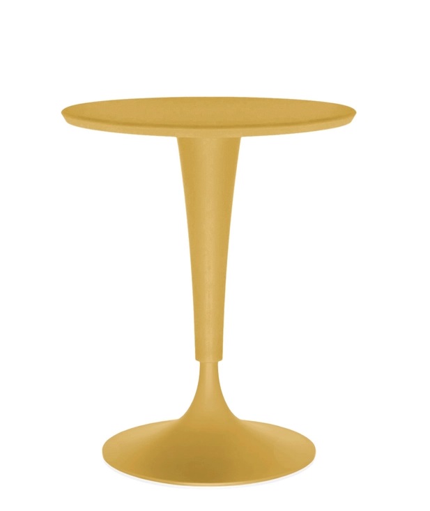 Goldener Dr. NA Tisch von Kartell: Moderner Beistelltisch mit runder Tischplatte und Fuß.