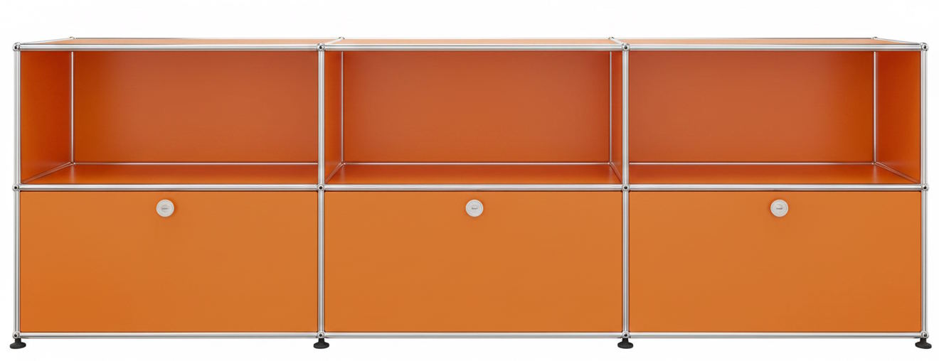 USM Haller Sideboard 3 Offen / 3 Klappen Reinorange