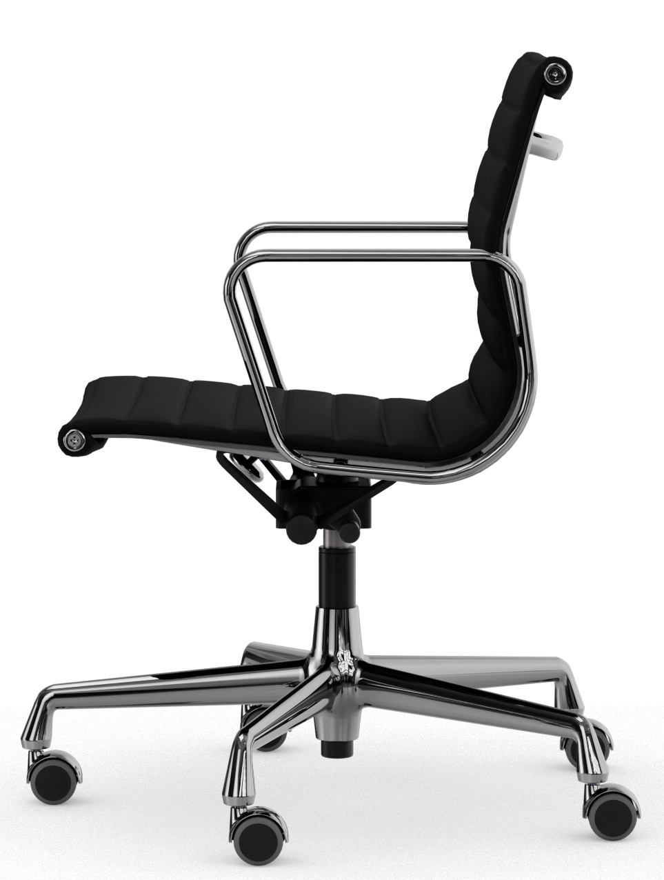 Aluminium Chair EA 118 / EA118 Stuhl Leder Premium Nero Vitra