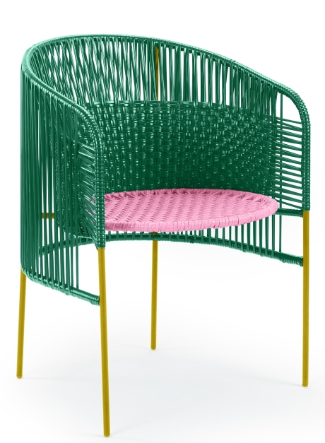 Caribe Dining Chair Stuhl Outdoor ames Smaragdgrün / Kaugummirosa / Currygelb