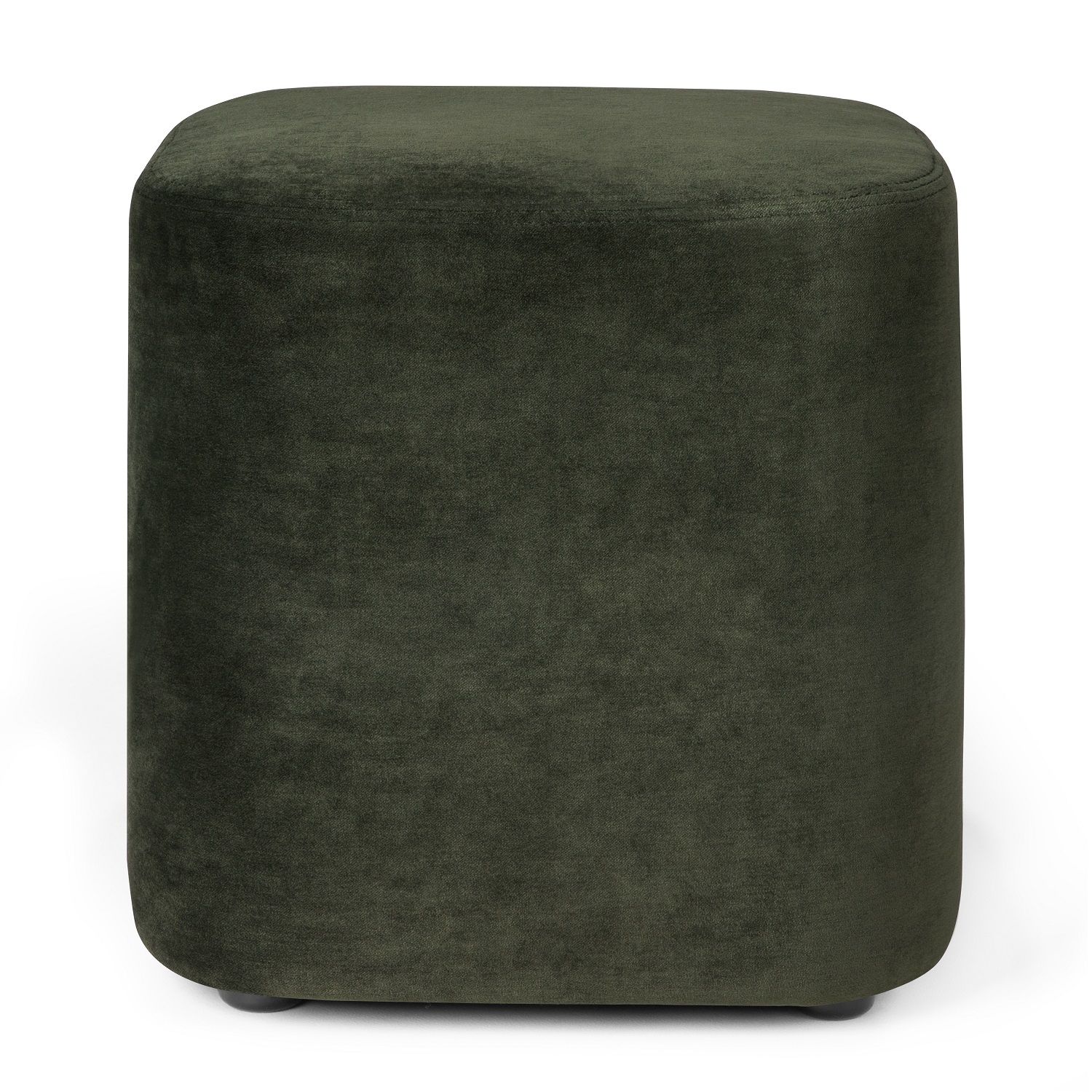 Grüner Cube Pouf Sitzhocker von Ethnicraft mit weichem Forest Stoff, quadratische Form.