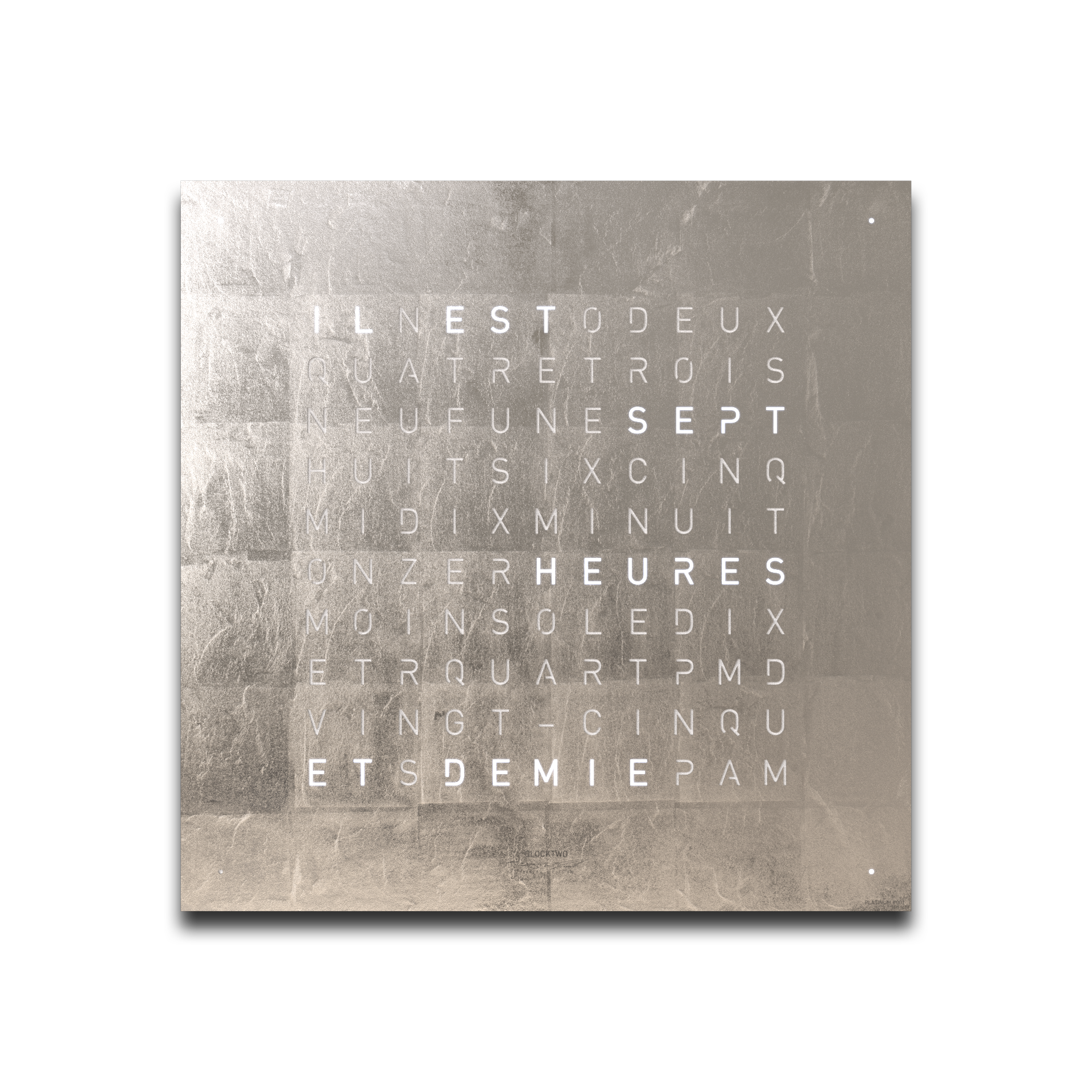 Frontcover für Earth 45 Wanduhr / Zeitobjekt Französisch QLOCKTWO