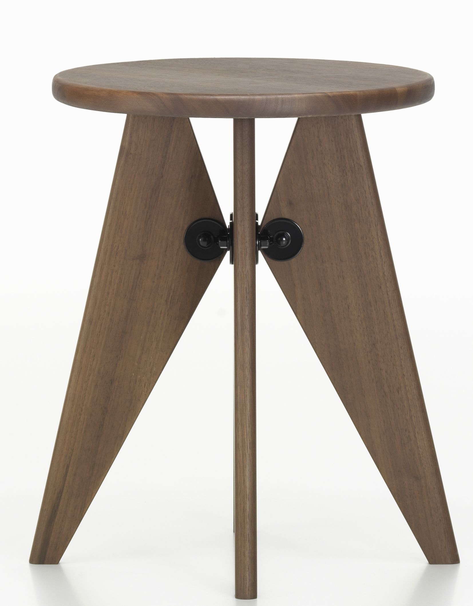 Tabouret Solvay Hocker von Vitra, massiver Amerikanischer Nussbaum, modernes Design für Wohnzimmer und Büro.