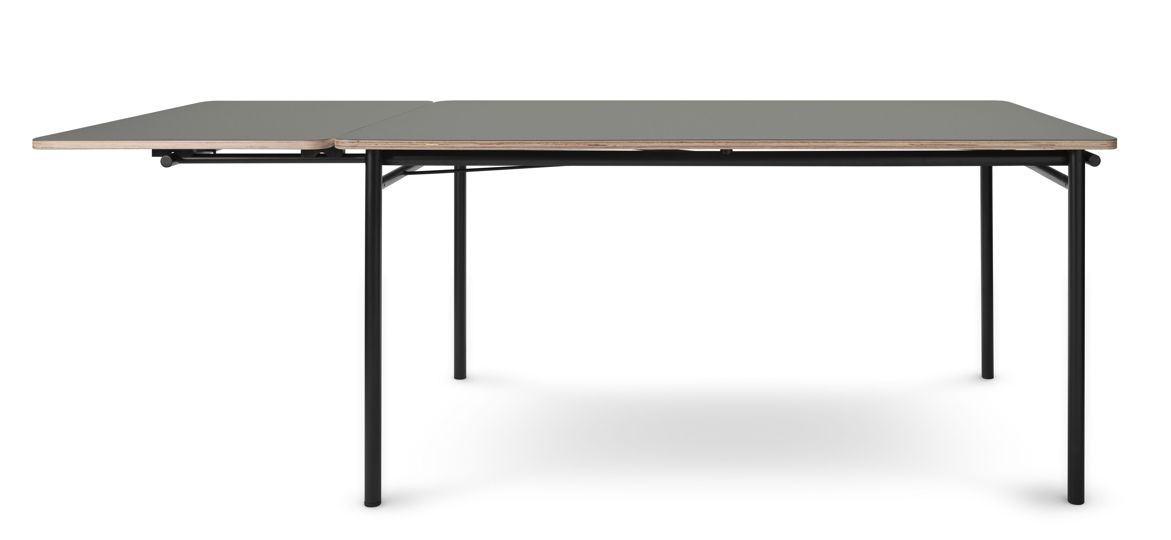 Taffel Esstisch ausziehbar, Esche mit grauer Tischplatte und schwarzen Beinen, für Esszimmer.