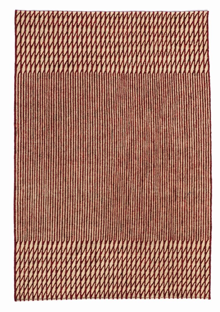 Roter Blur Teppich von Nanimarquina (170x240 cm) mit abstraktem, geometrischem Muster. Hochwertiger Design Teppich.