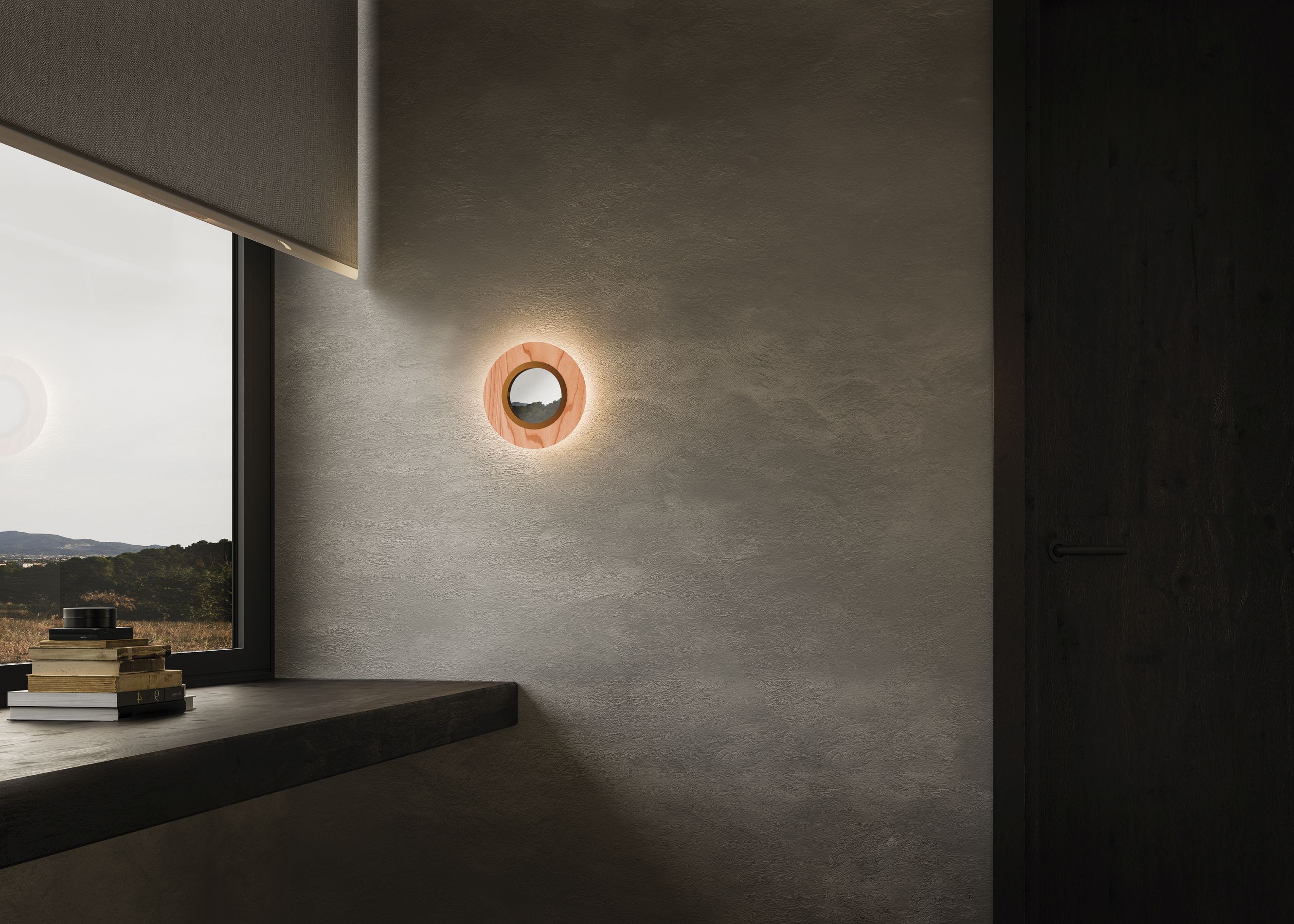 Lens LED Wandleuchte rund Metallring in Gold LZF Lamps