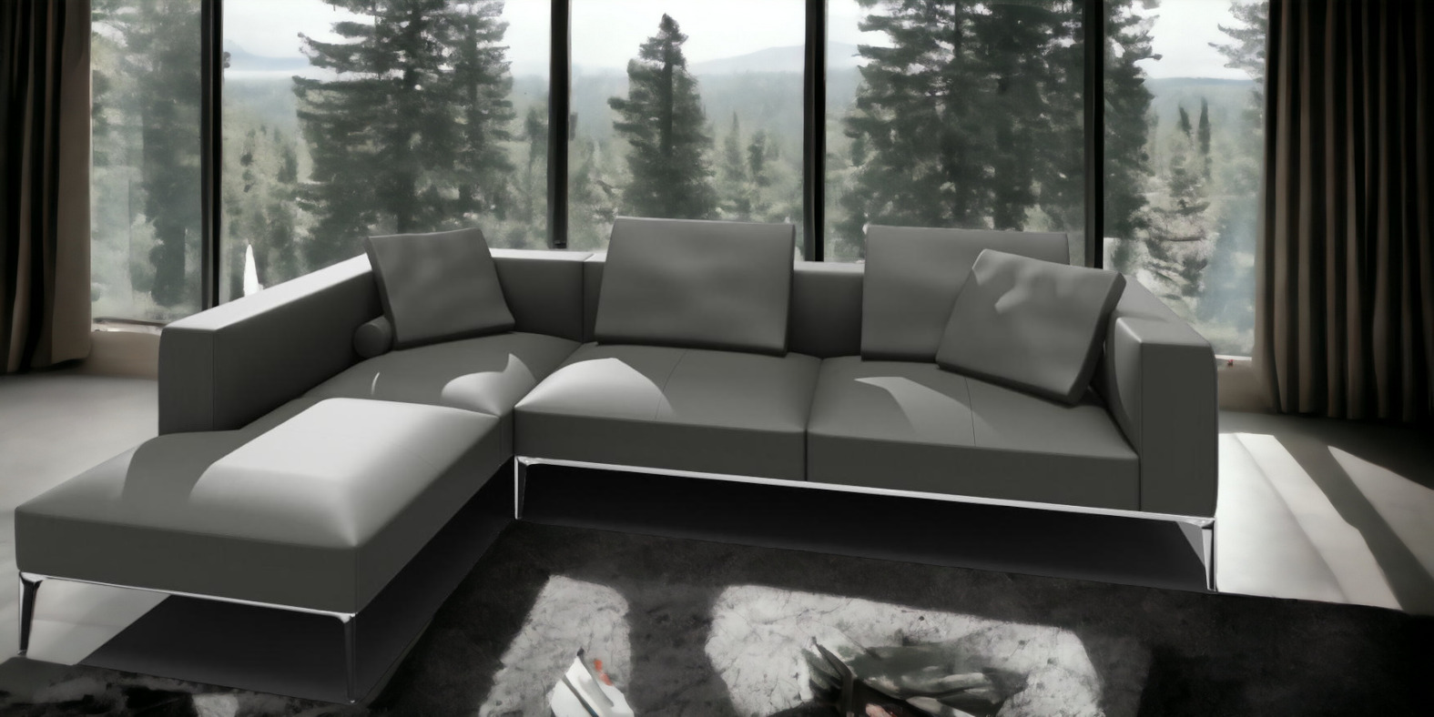 Jaan Living 3 Sitzer Sofa mit 2 Rückenkissen, 2 Komfortkissen & 2 Komfortrollen Kombi Q21 Walter Knoll Stoff Garbo Moonlight