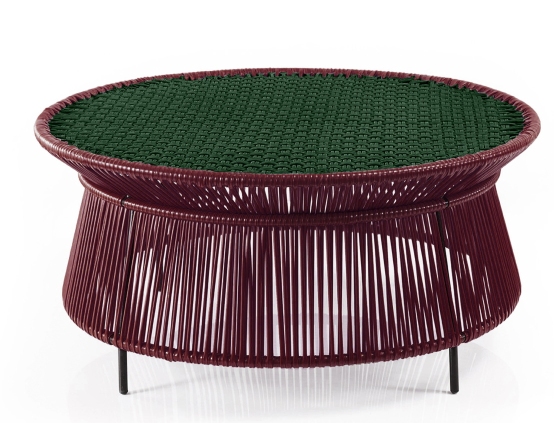 Caribe Chic Low Side Table Beistelltisch Outdoor ames Schwarzrot / Moosgrün / Schwarz