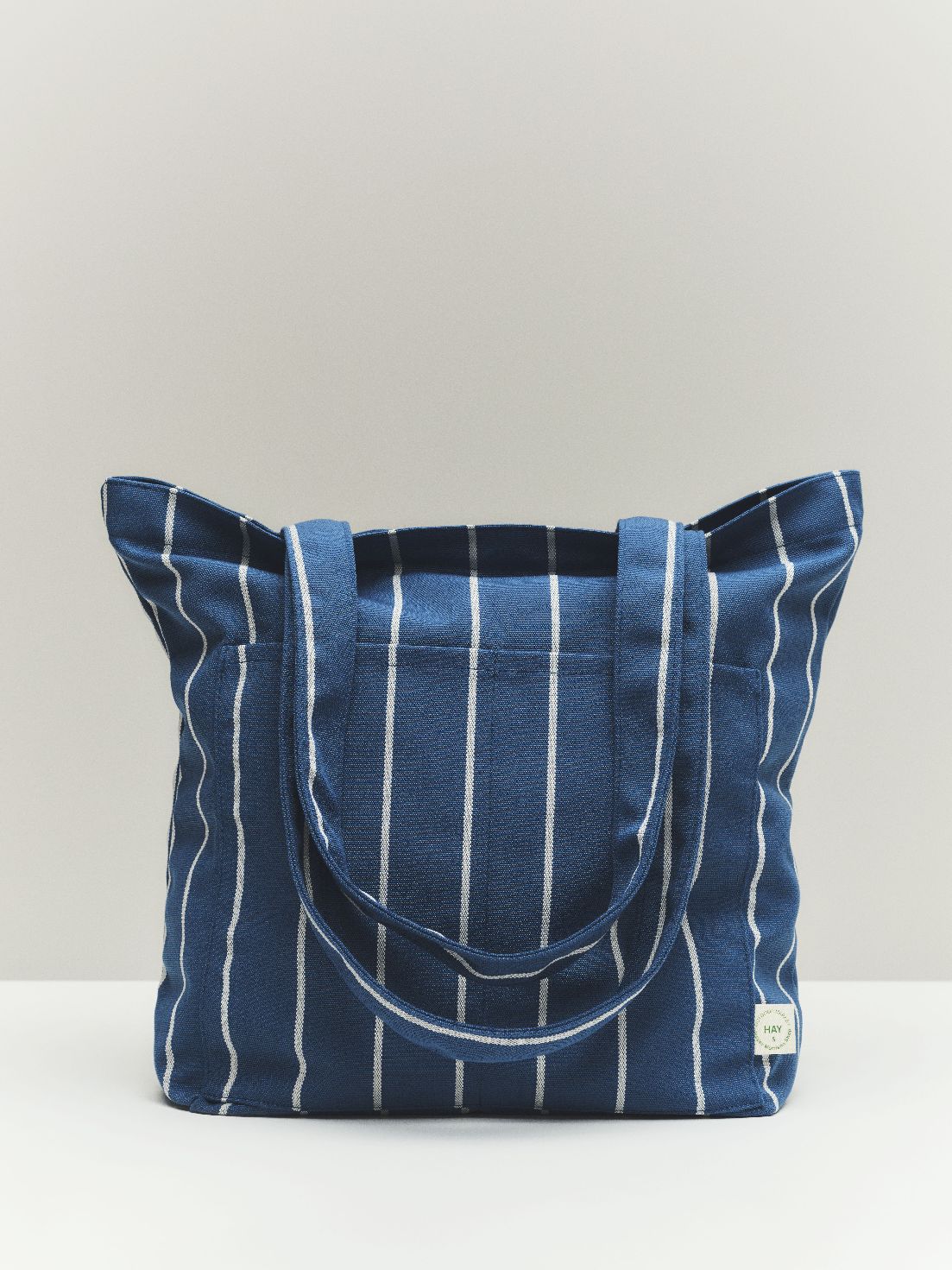 Outdoor Market Tote Bag Tasche Blau mit beige Streifen Hay