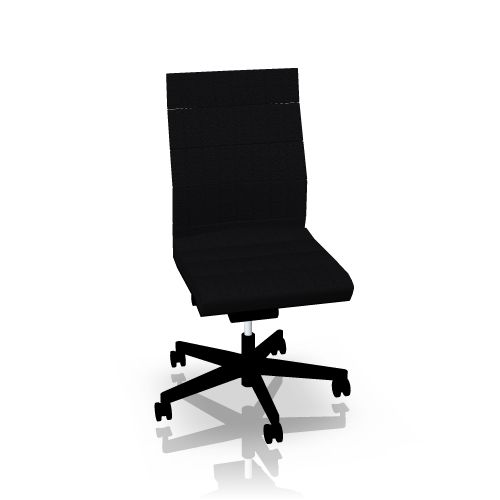 Schwarzer Interstuhl Champ Drehsessel mit hoher Rückenlehne und Rollen, Bürostuhl für ergonomisches Sitzen.
