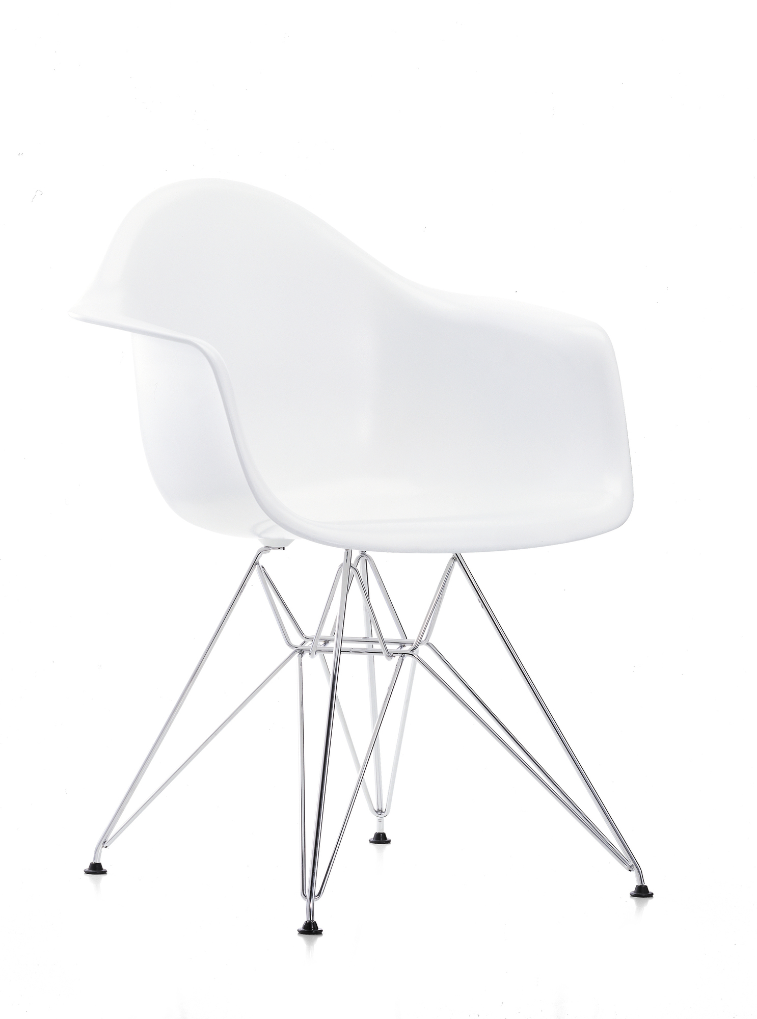 Eames Plastic Arm Chair DAR Stuhl Vitra Verchromt - Weiss