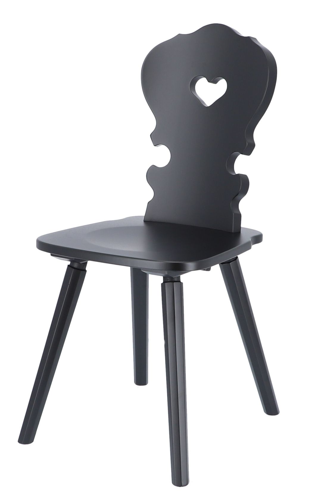 Vienna Stuhl Buche schwarz von Jan Kurtz, Holzstuhl mit Herz-Ausschnitt in der Rückenlehne.