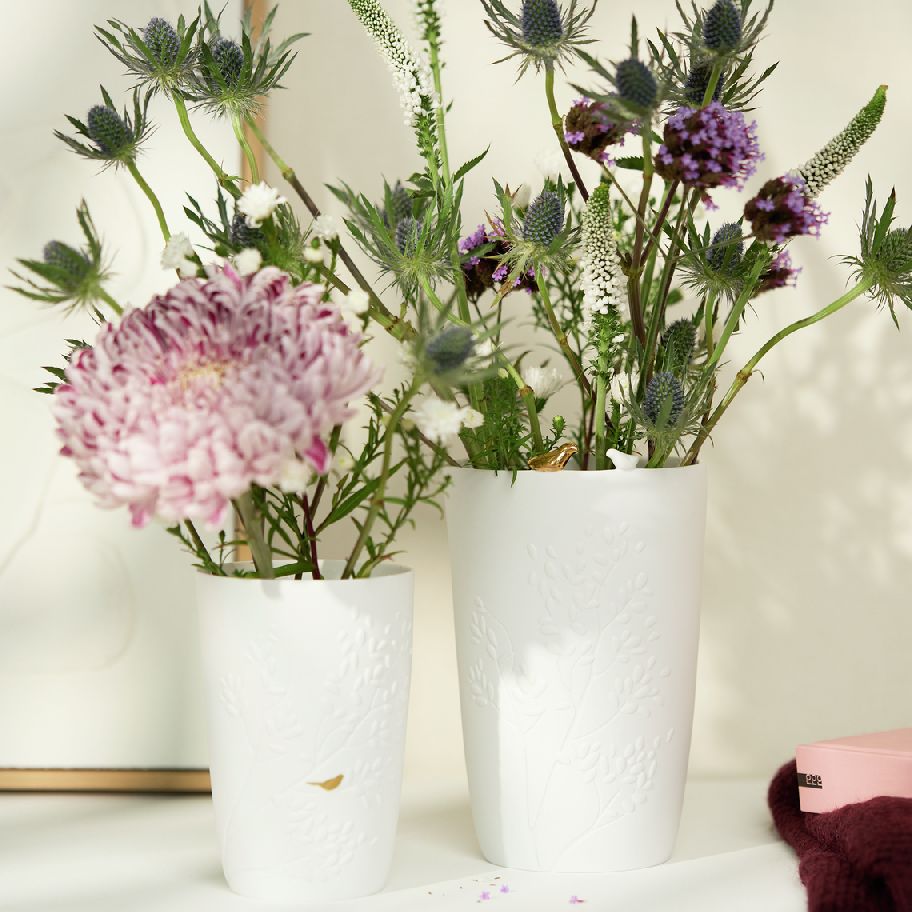 Porzellangeschichten Vase Vogelpaar Räder