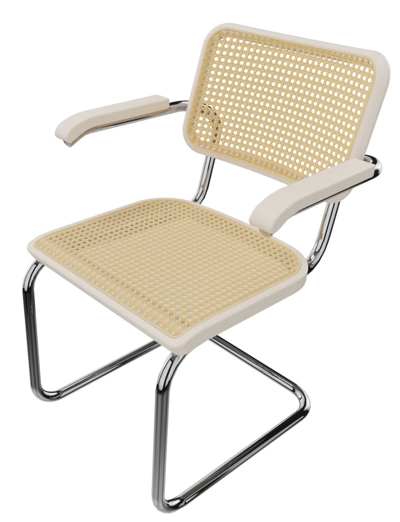 S 64 V Stahlrohr Klassiker Freischwinger CHROM / BUCHE WEISS LASIERT Thonet EINZELSTÜCK