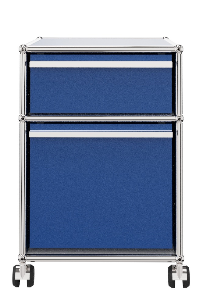 USM Haller Rollcontainer mit Hängeregistratur -enzianblau