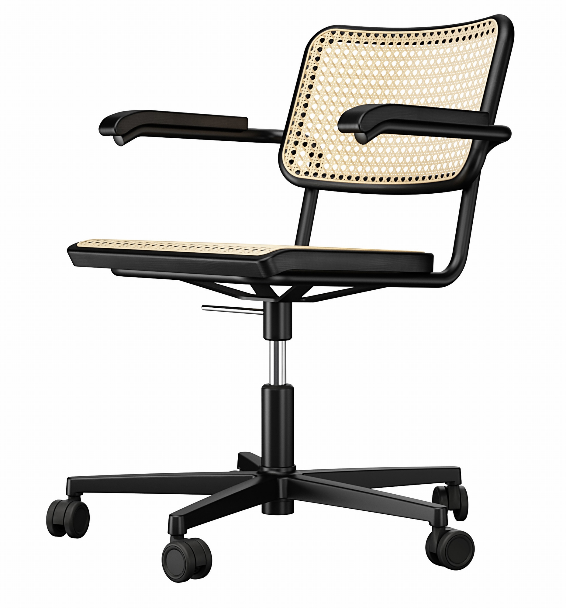 S 64 VDR Atelier Drehstuhl Gestell flach Thonet Schwarz