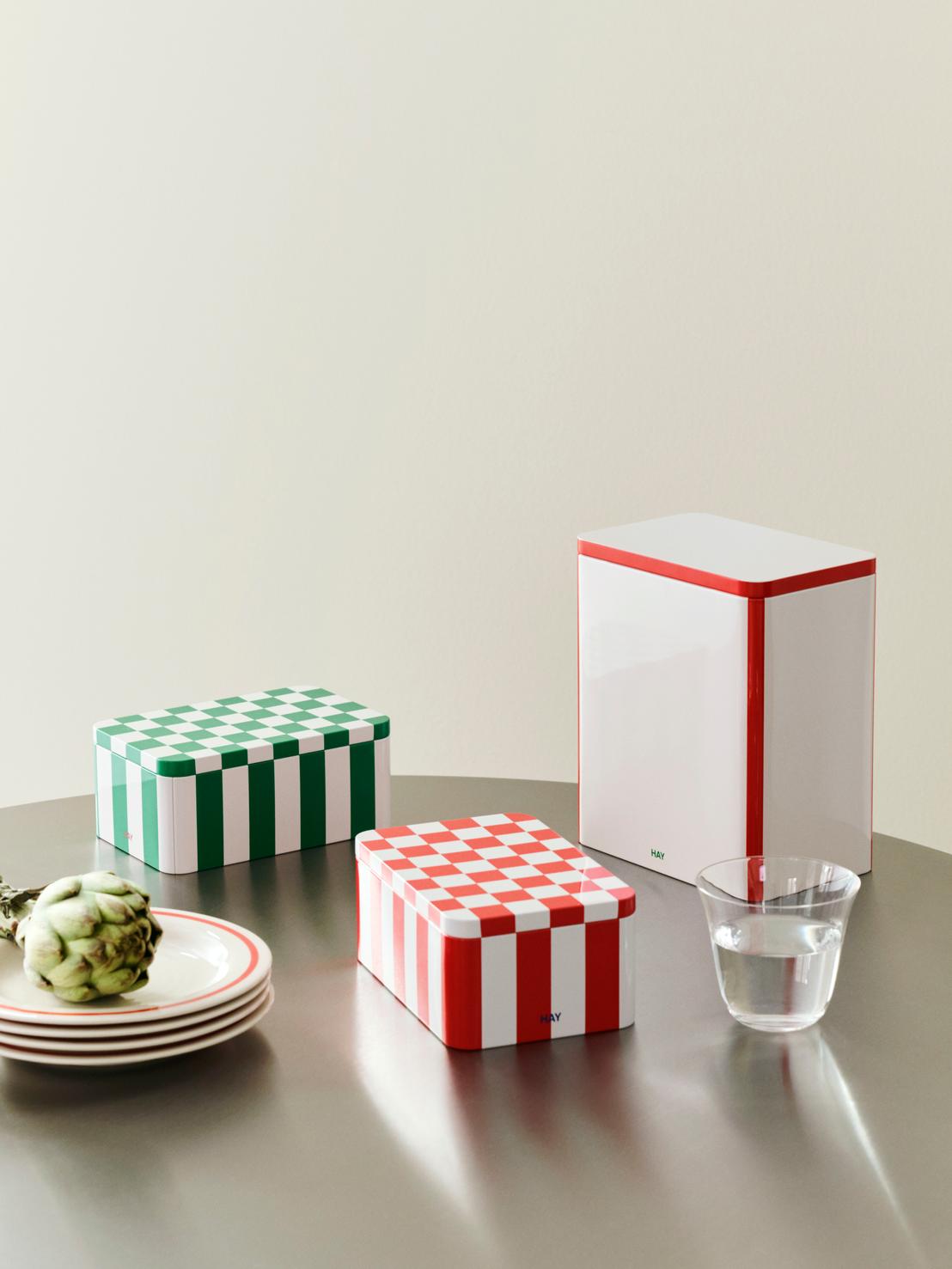 Tin Container Small Green and off-white Aufbewahrungsbox Hay