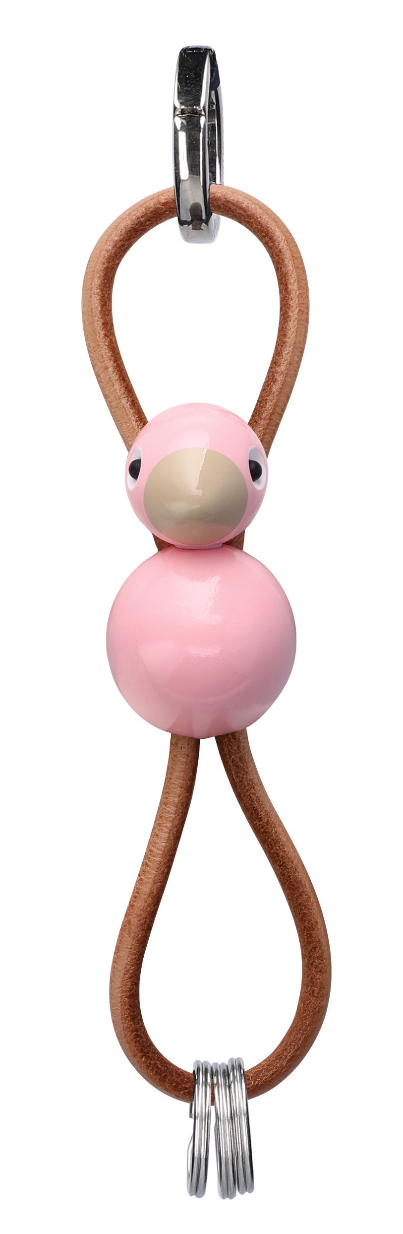 Vogel Rosa Schlüsselanhänger silberfarbenes Metall mit Naturleder Kay Bojesen