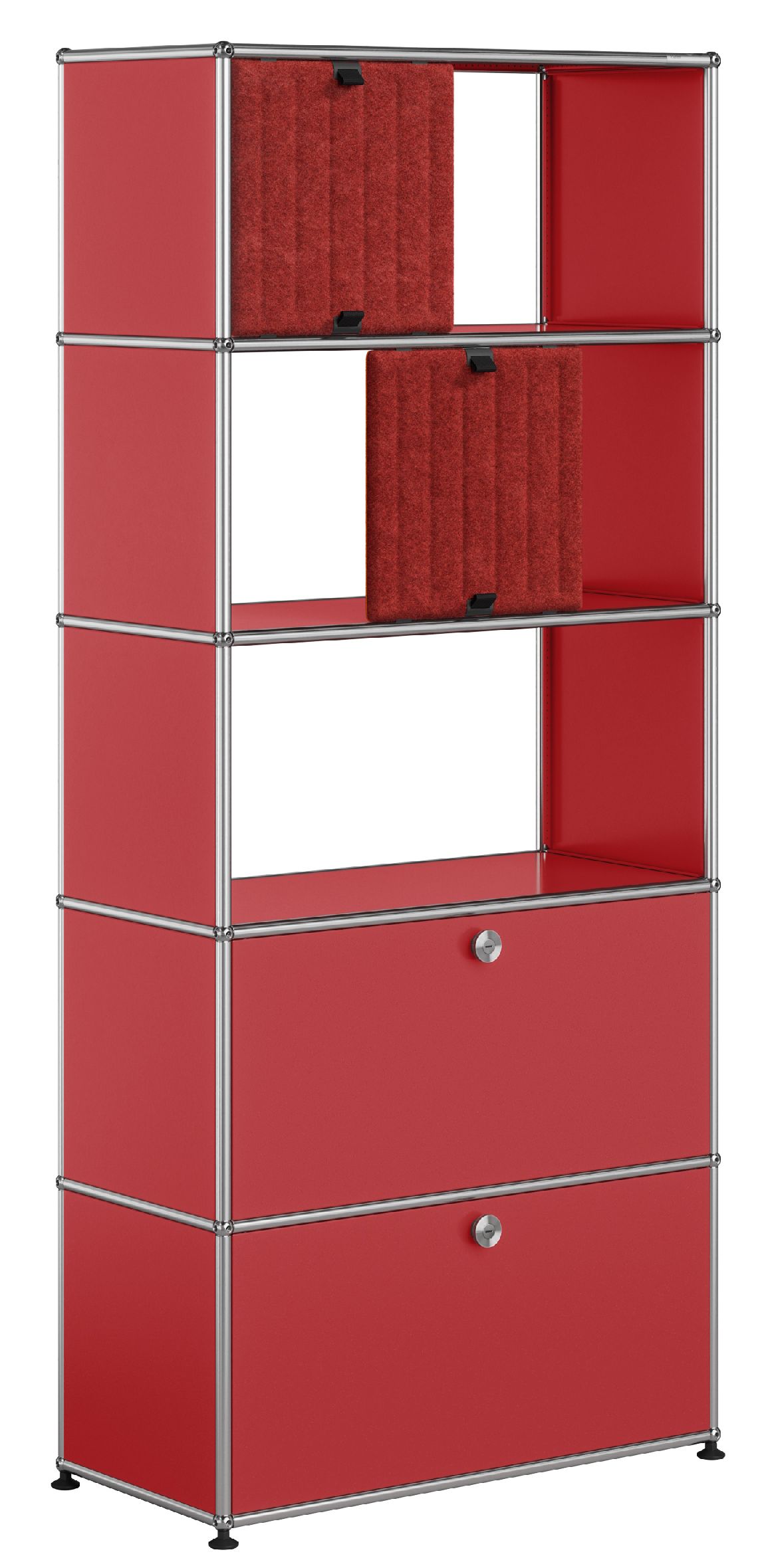 USM Haller Regal mit Soft Panels M69 Rubinrot-Rot