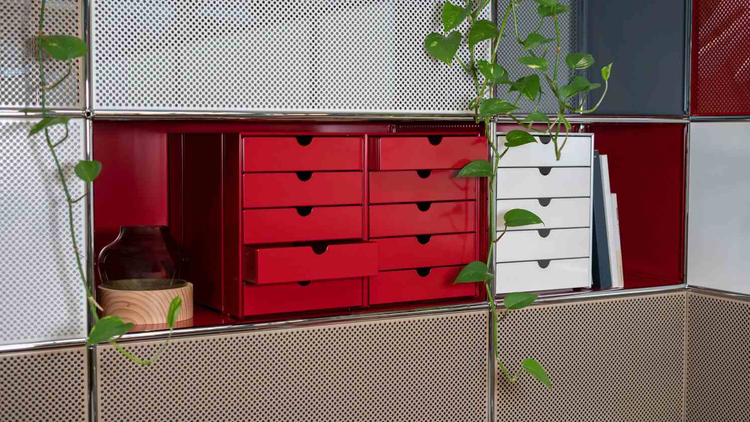 USM Haller Inos Kastenset C4 mit 5 Schalen geschlossen Home Office