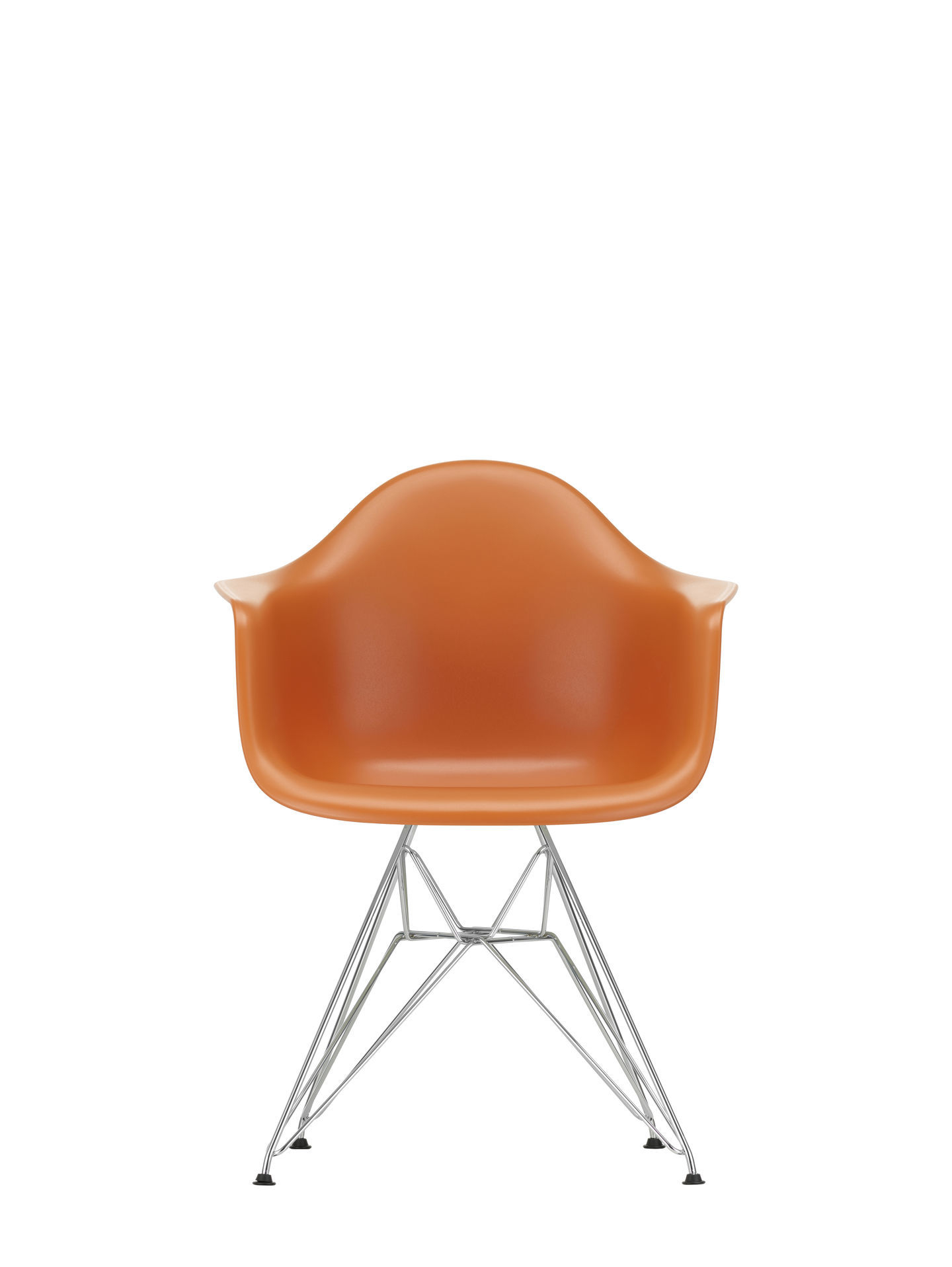 Eames Plastic Arm Chair DAR, Vitra Stuhl in Grün mit verchromtem Gestell.