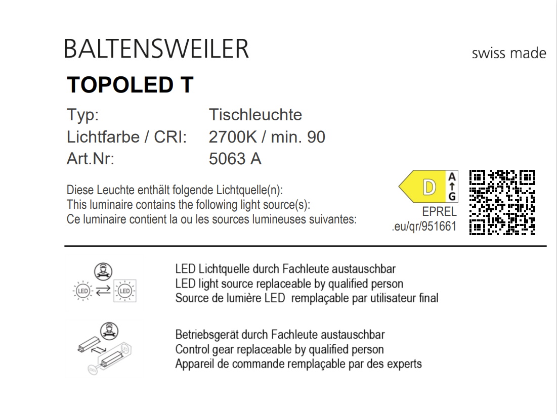TOPOLED T Tischleuchte Baltensweiler