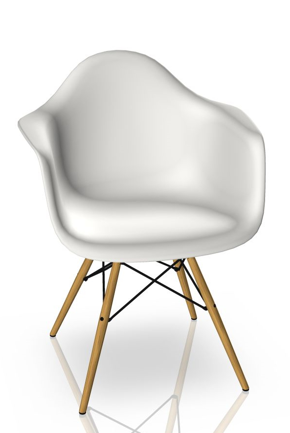 Eames Plastic Arm Chair DAW Stuhl Vitra Ahorn gelblich - Weiss