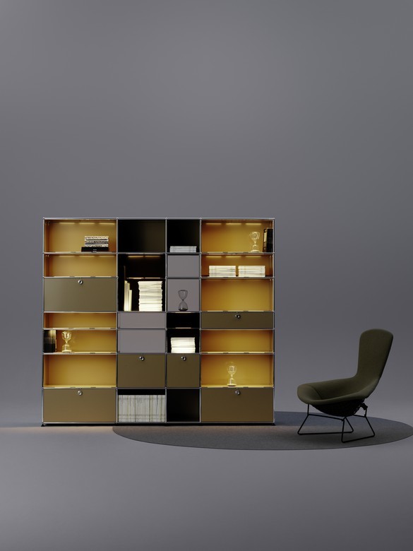 E Sideboard beleuchtet mit 6 Klapptüren beige USM Haller