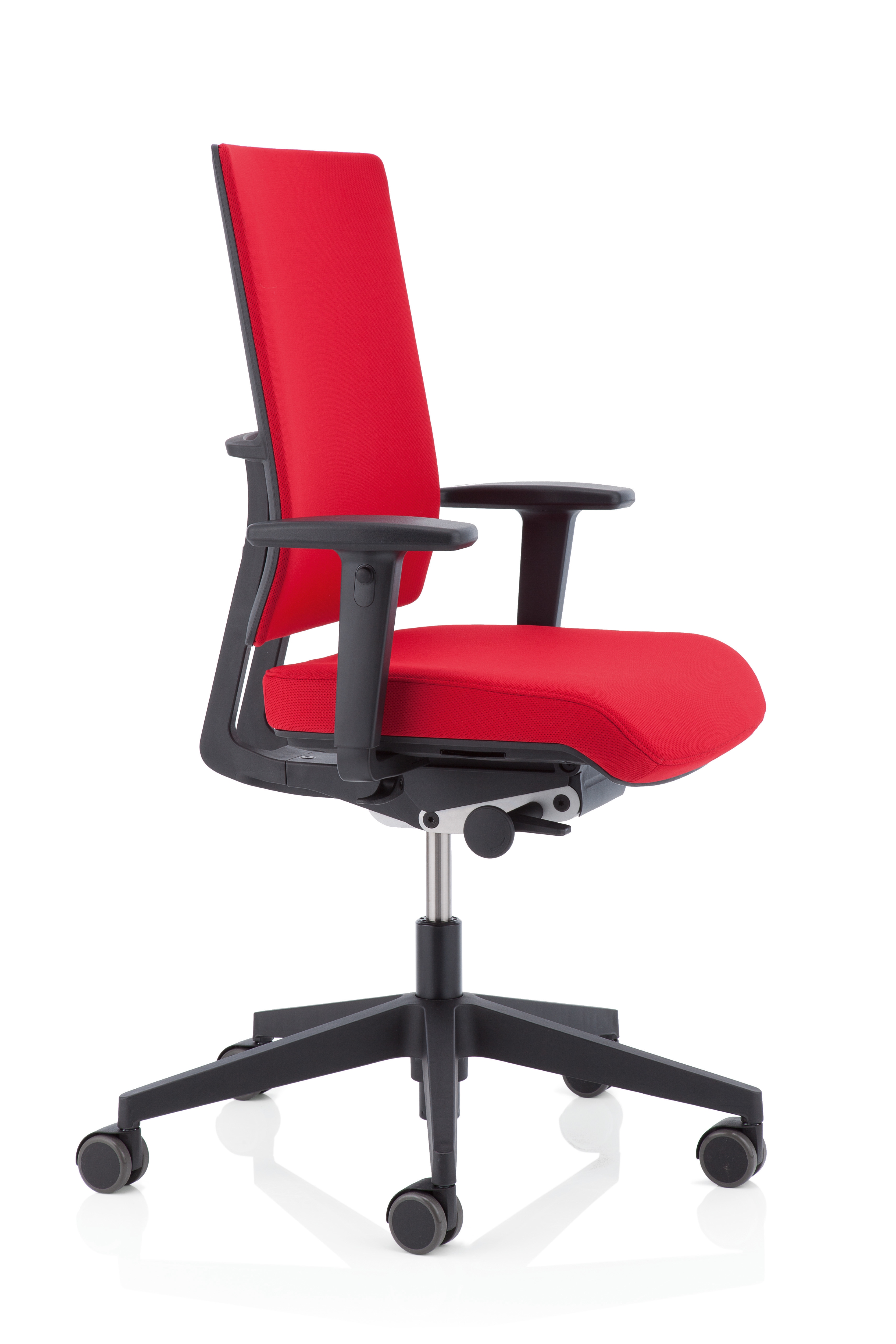 Anteo Basic Bürodrehstuhl von Köhl mit rotem Bezug und schwarzen Armlehnen, ergonomischer Arbeitsstuhl.