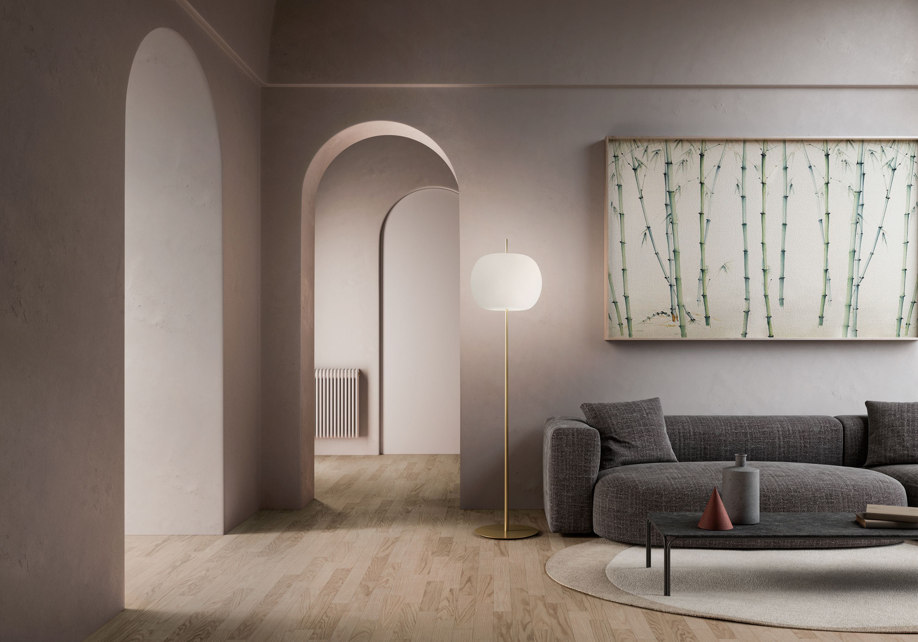 Kushi XL Floor Stehleuchte Kupfer Kdln