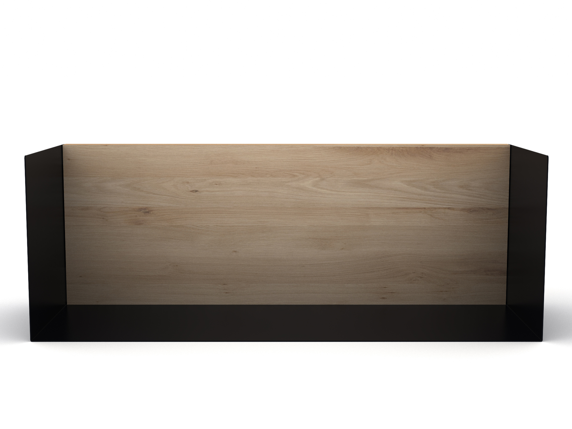 Ethnicraft U Shelf Regal M aus Eiche und schwarzem Metall, modernes Wandregal für Wohnzimmer.