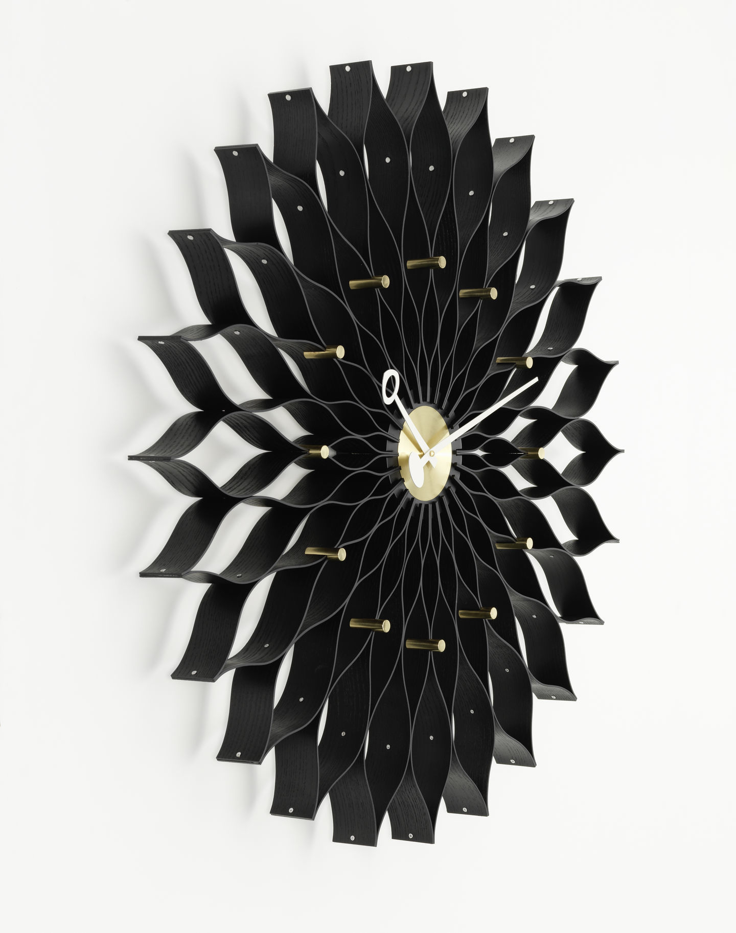 Sunflower Clock Wanduhr Vitra Esche schwarz - Messing