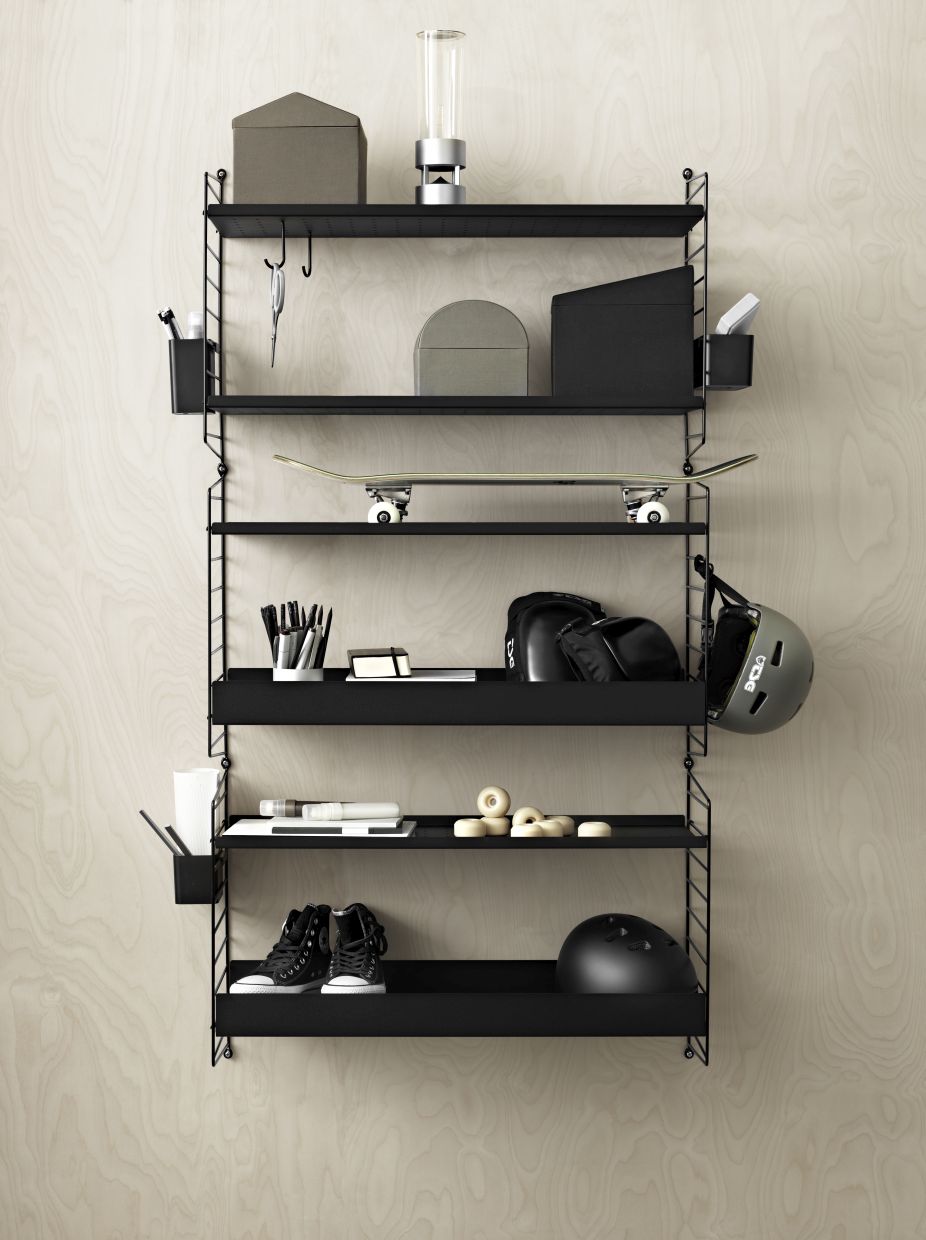 Einzelteil Regalboden aus Metall niedrige Kante B 78 cm String Furniture