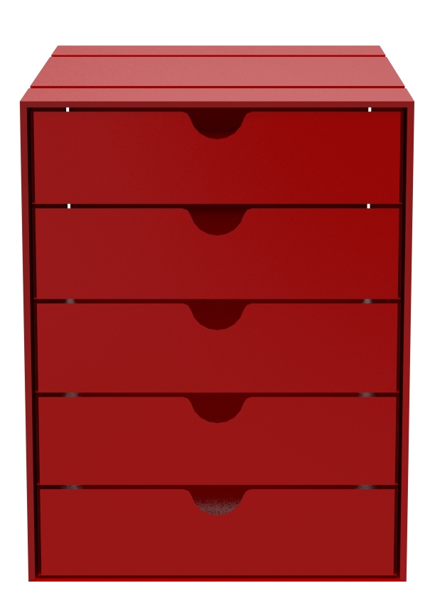 USM Haller Inos Kastenset C4 mit 5 Schalen geschlossen Home Office Rubinrot