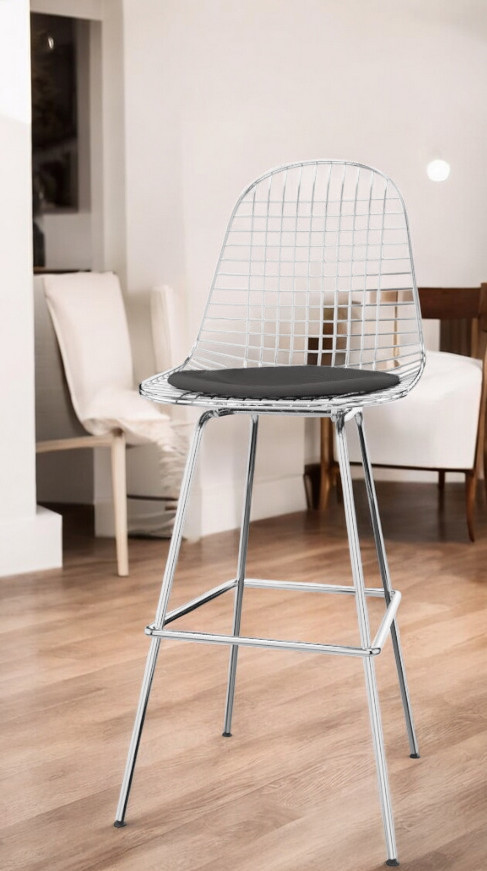 Eames Wire Bar Stool Barhocker High mit Sitzpolster Vitra 