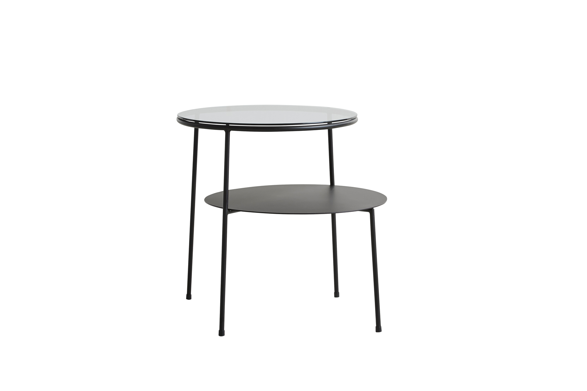 Duo Beistelltisch Schwarz mit Dunklem Rauchglas Woud