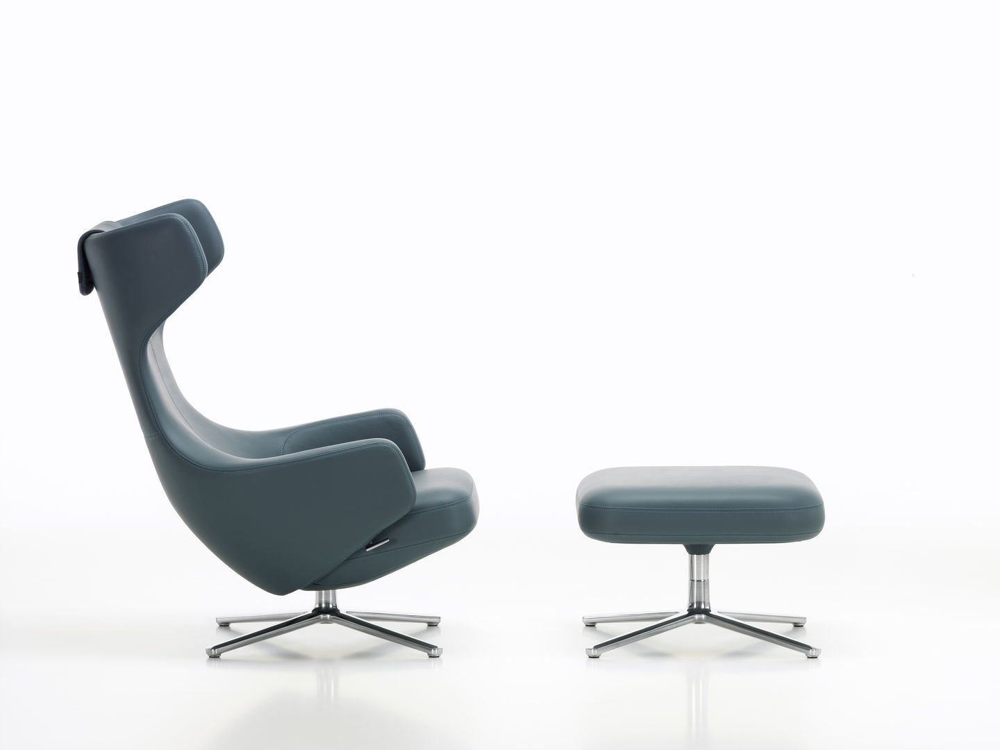 Grand Repos Sessel  + Ottoman Vitra Poliert  Cosy Classic grey