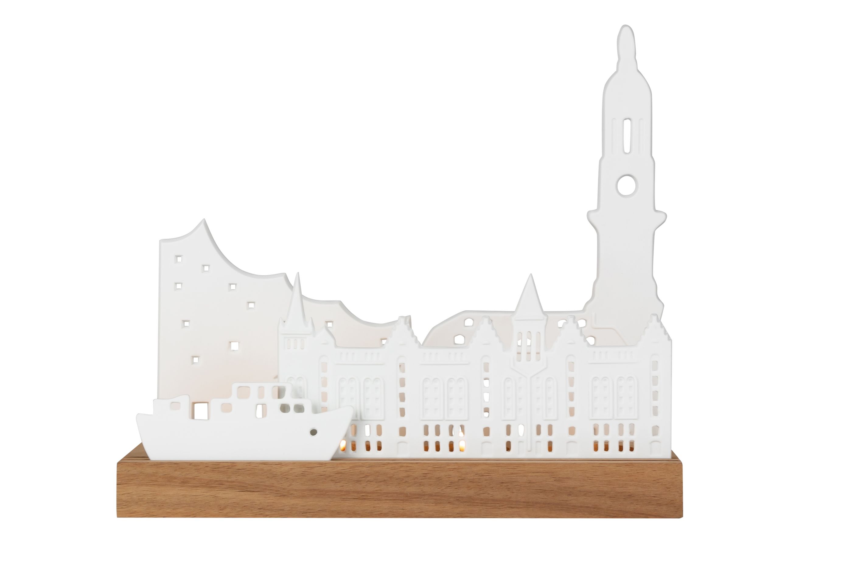 Lichtobjekt Stadtsilhouette Hamburg Räder