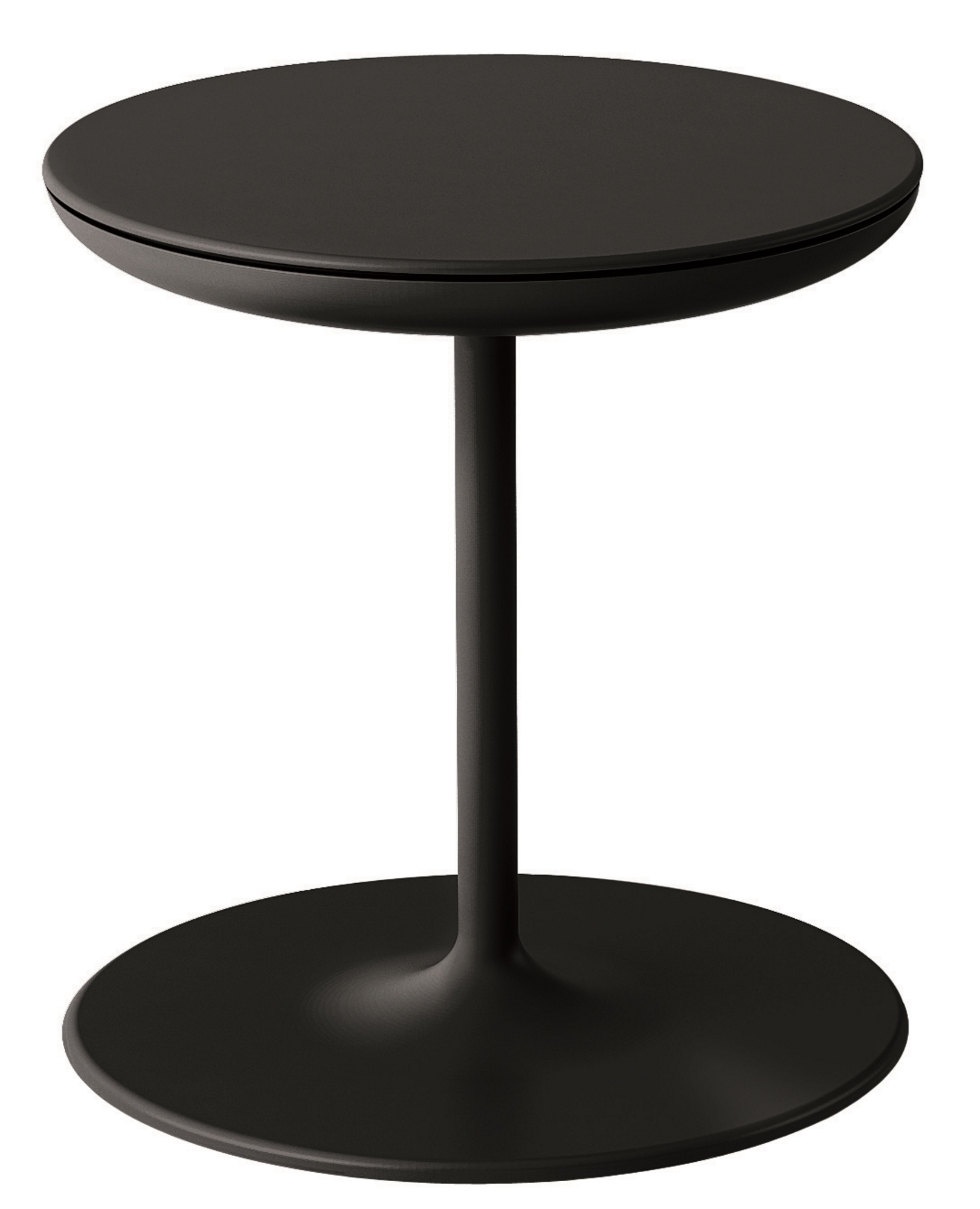 Schwarzer Toi Beistelltisch von Zanotta: Moderner runder Tisch mit schlankem Fuß und minimalistischem Design.