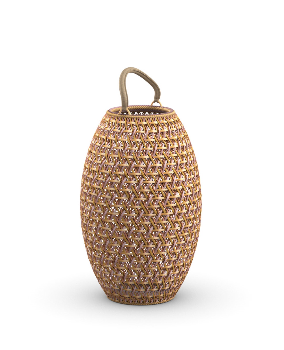 Dala Laterne L: Geflochtene Outdoor-Laterne mit Griff, ideal für Garten und Terrasse.