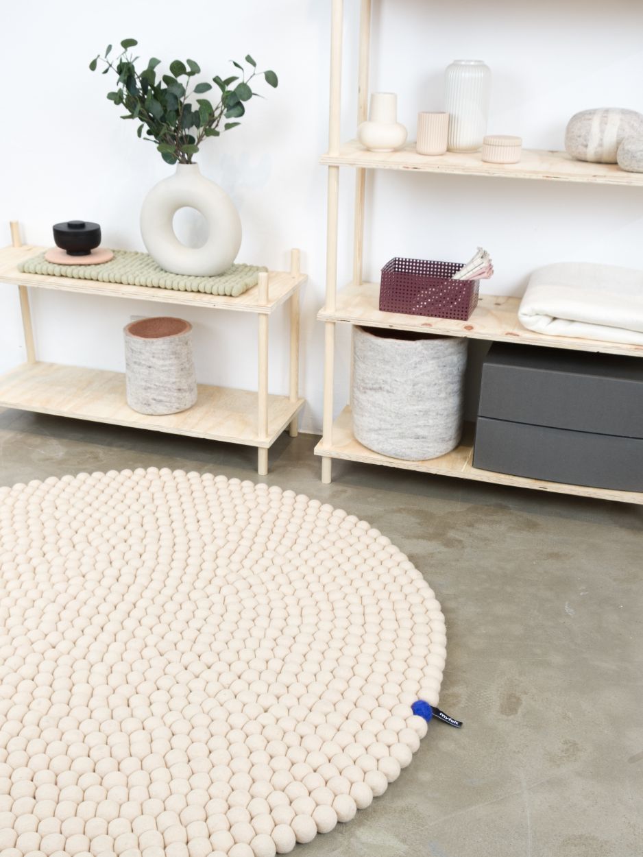 Big One Rund Filzteppich Ø 160 cm myfelt Beige