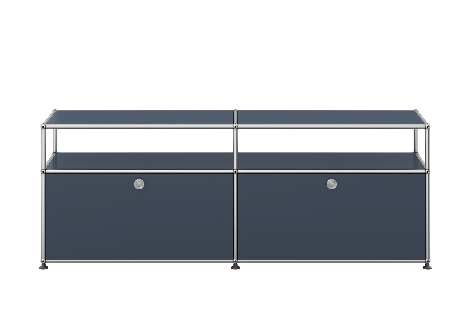 USM Haller Sideboard in Anthrazitgrau: Modernes TV- und Hi-Fi-Möbel mit zwei abschließbaren Fächern.