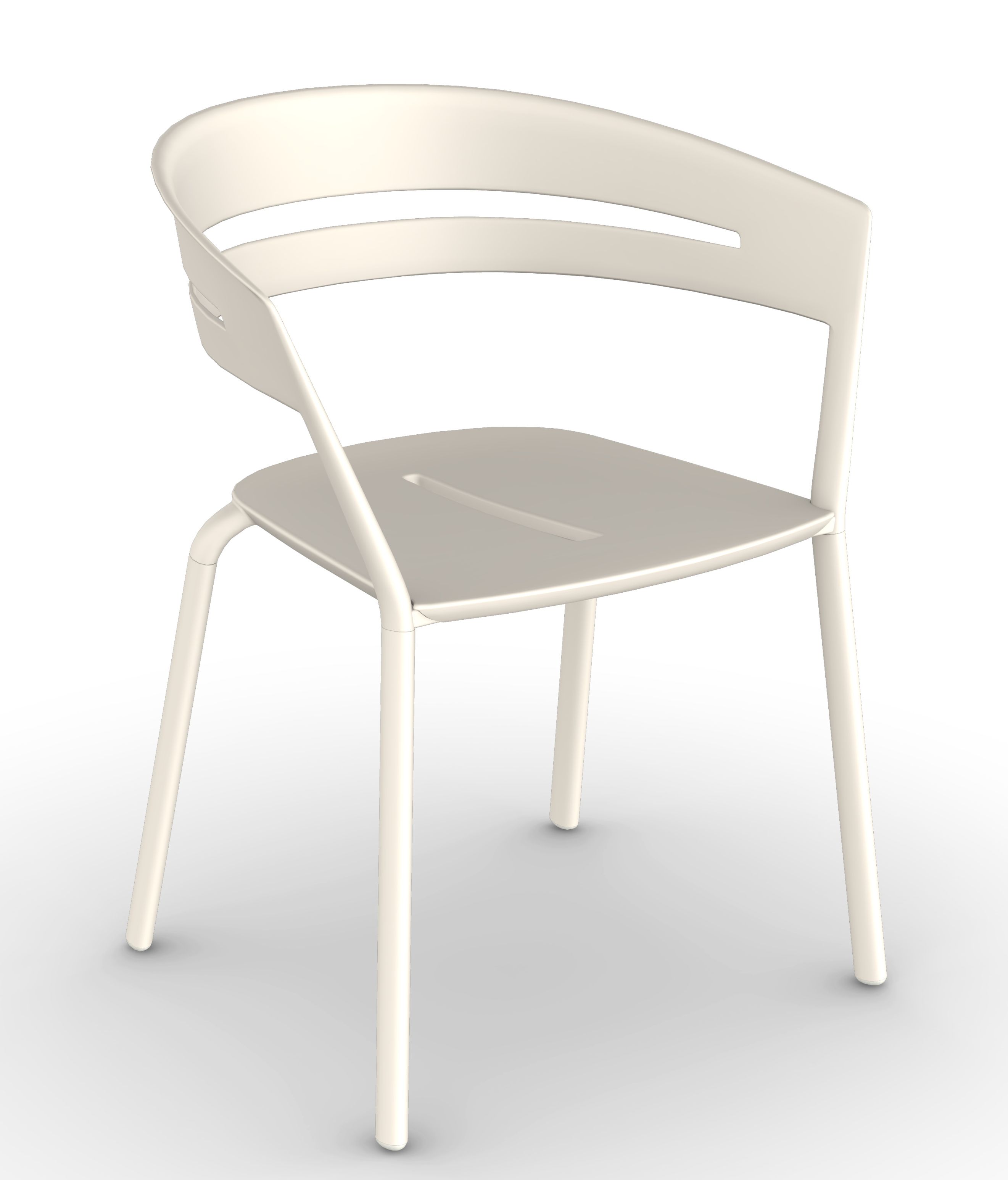 Cremeweißer Ria Stuhl mit Armlehne von Fast, moderner Designstuhl für Esszimmer und Garten.