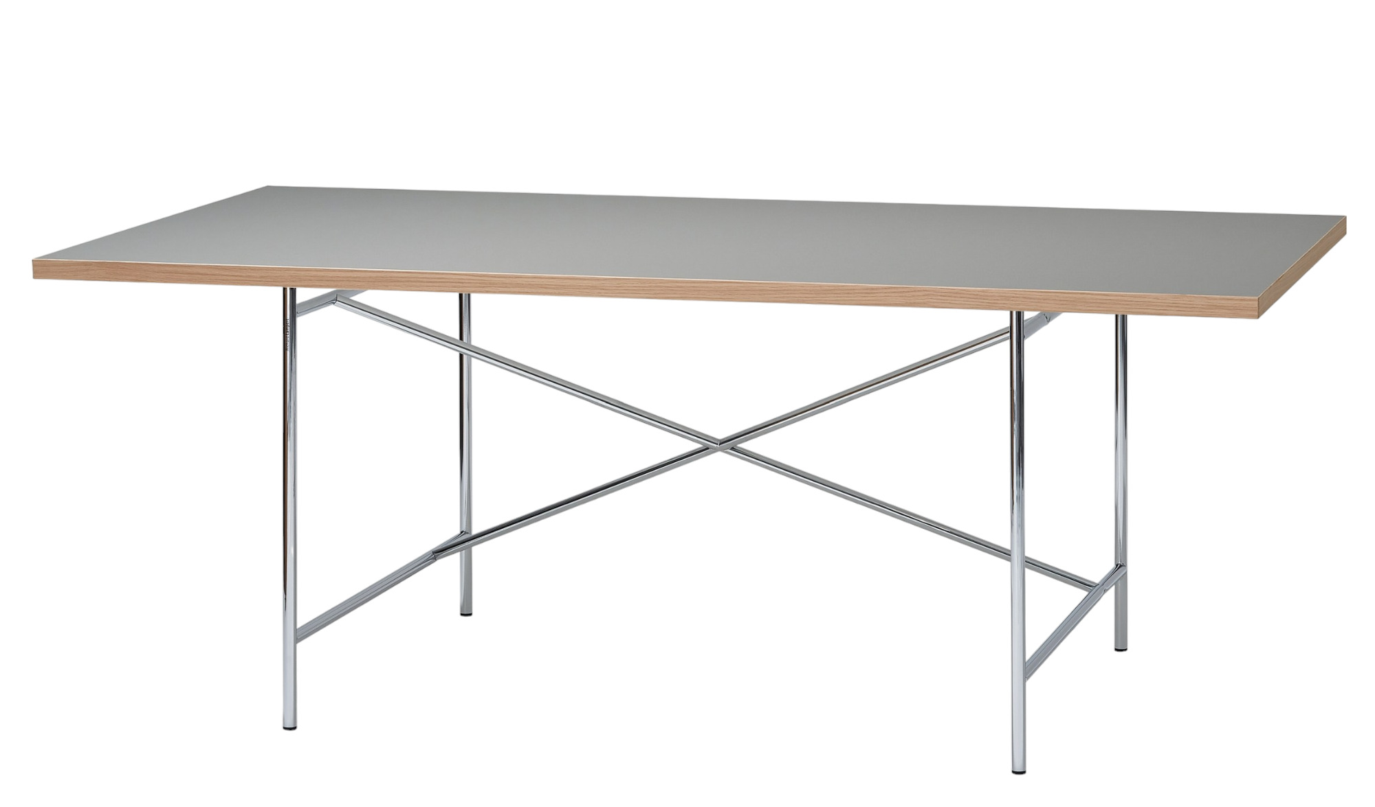 Eiermann Tischplatten Linoleum Richard Lampert Eiermann Tisch mit Linoleum Tischplatte in Asche und verchromtem Stahlgestell.