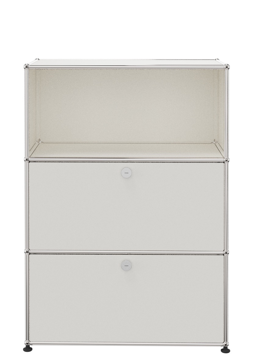 USM Haller Highboard mit 2 Klappen und 1 Fach offen-reinweiß