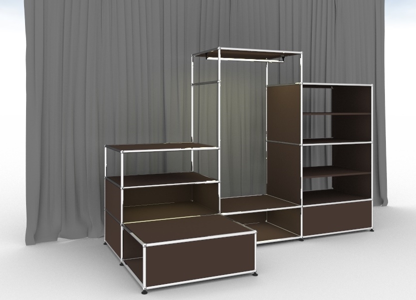 E Garderobe beleuchtet braun USM Haller