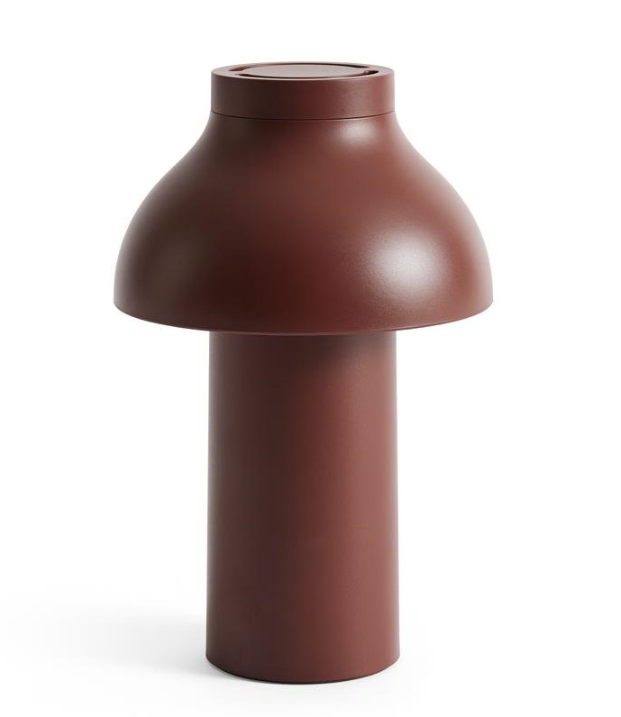 Braune PC Portable Akkuleuchte von Hay, moderne Tischleuchte für Innen und Außen.