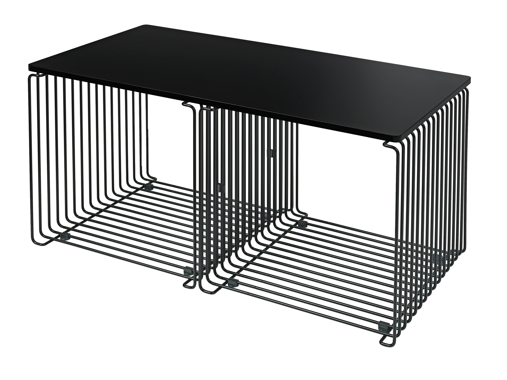Panton Wire Cube Beistelltisch / Couchtisch verchromt schwarz lackiert / Tischplatte MDF schwarz Montana