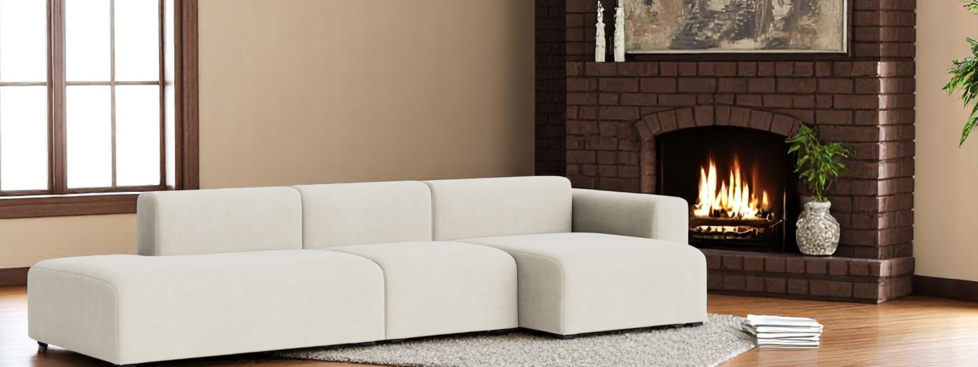 Mags Sofa 3-Sitzer Combination 4 Low Armrest mit Armlehne rechts Hay