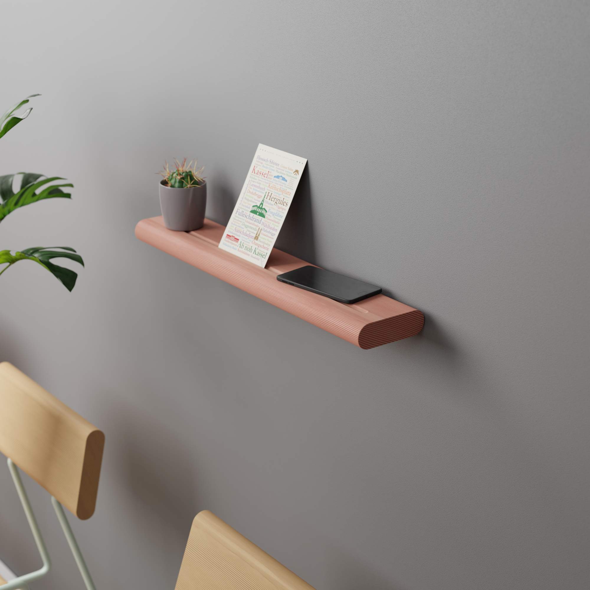 D:001 Wandregal Melone von Fuchs & Habicht mit Kaktus, Handy und Karte.